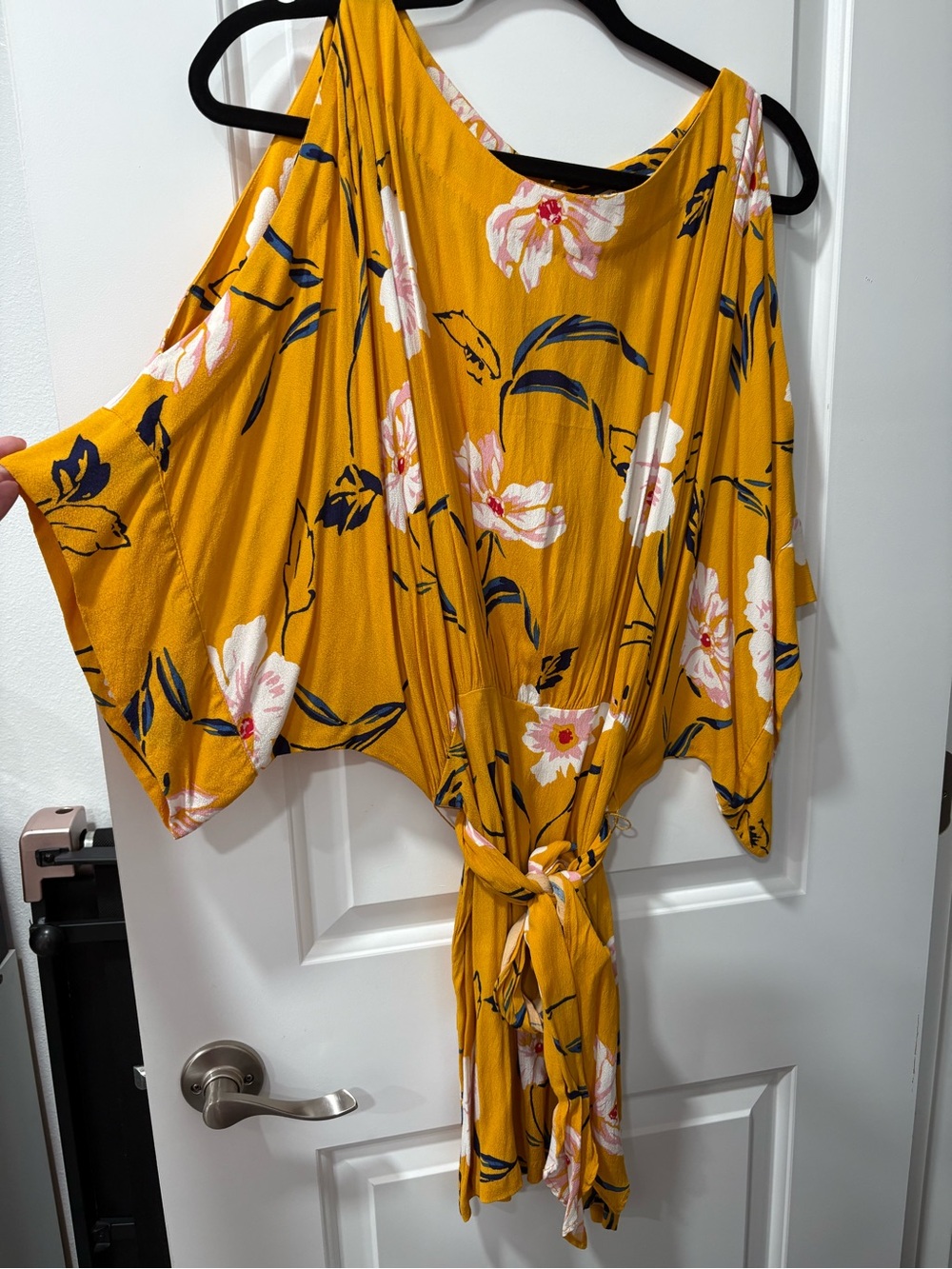 Mustard Floral Tie-Front Dress